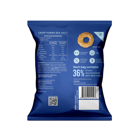 Crisp Power Protein Pretzels - Sea Salt 50g (6 Pack)